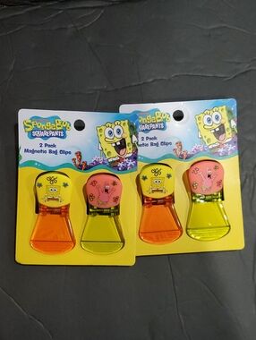 4 pack Spongebob squarepants magnetic bag clips brand‎ new FREE